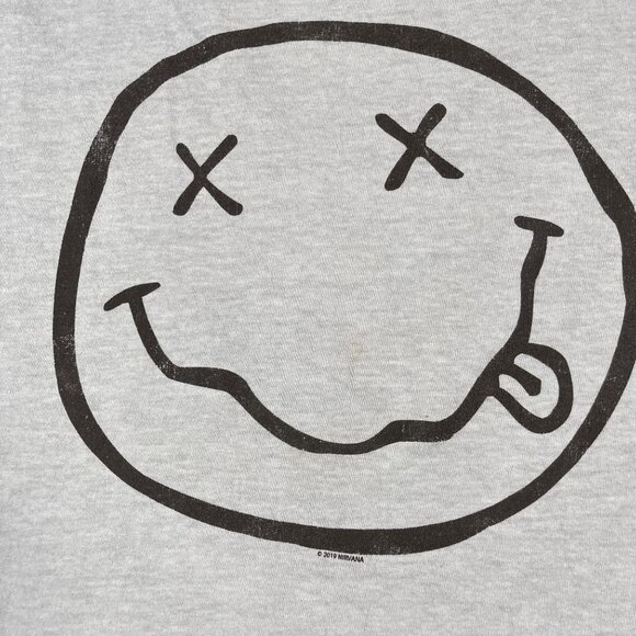 Nirvana Nevermind Smiley Face Gray T-Shirt Size Small - Picture 4 of 4